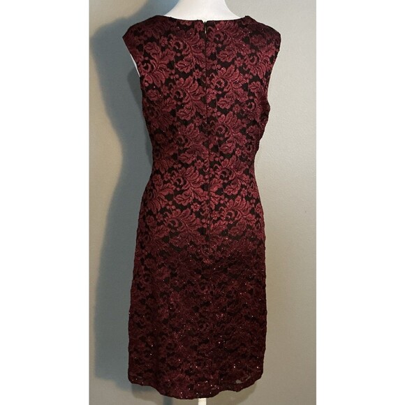 Scarlett Cocktail Evening Dress Burgundy Lace Overlay Black Sparkle Women’s 10 - Picture 5 of 7